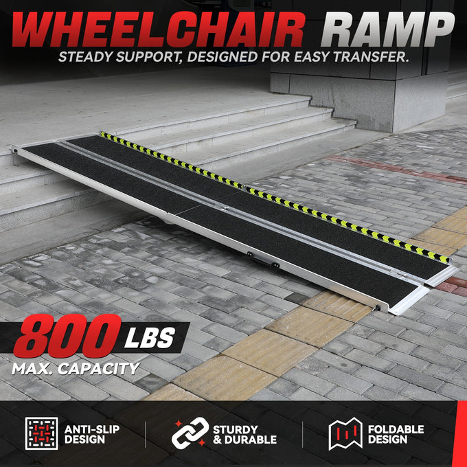 Portable Folding Aluminum Alloy Wheelchair Ramp <br> Dimension: 29 in W X 10 ft L X 2 in H Extended