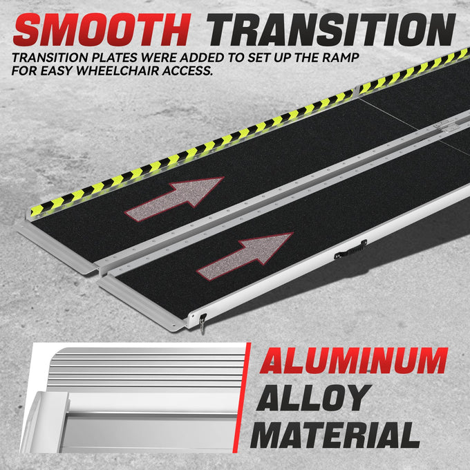 Portable Folding Aluminum Alloy Wheelchair Ramp <br> Dimension: 29 in W X 10 ft L X 2 in H Extended