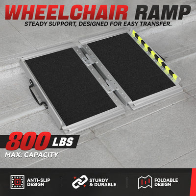 Portable Folding Aluminum Alloy Wheelchair Ramp <br> Dimension: 29 in W X 2 ft L X 2 in H Extended
