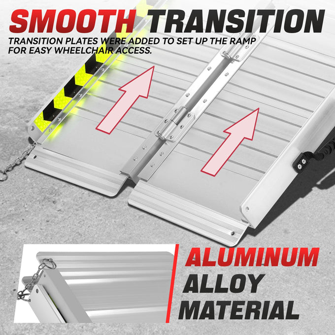 Portable Folding Aluminum Alloy Wheelchair Ramp <br> Dimension: 29 in W X 2 ft L X 2 in H Extended
