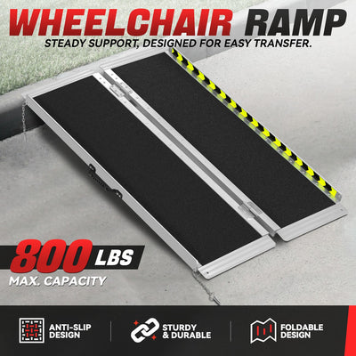 Portable Folding Aluminum Alloy Wheelchair Ramp <br> Dimension: 29 in W X 4 ft L X 2 in H Extended