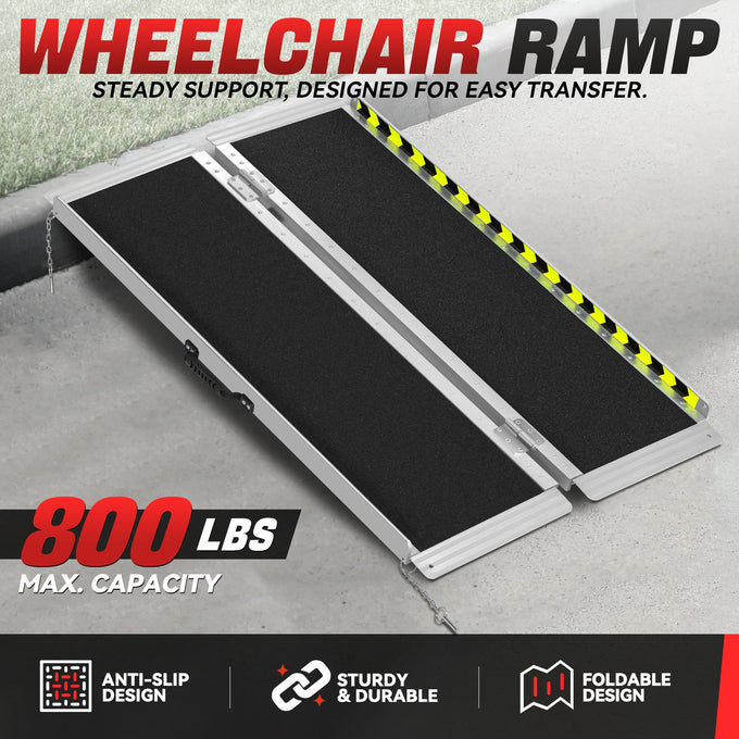 Portable Folding Aluminum Alloy Wheelchair Ramp <br> Dimension: 29 in W X 4 ft L X 2 in H Extended
