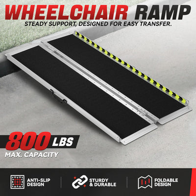 Portable Folding Aluminum Alloy Wheelchair Ramp <br> Dimension: 29 in W X 5 ft L X 2 in H Extended