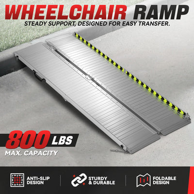 Portable Folding Aluminum Alloy Wheelchair Ramp <br> Dimension: 29 in W X 6 ft L X 2 in H Extended