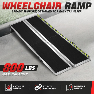 Portable Folding Aluminum Alloy Wheelchair Ramp <br> Dimension: 29 in W X 7 ft L X 2 in H Extended