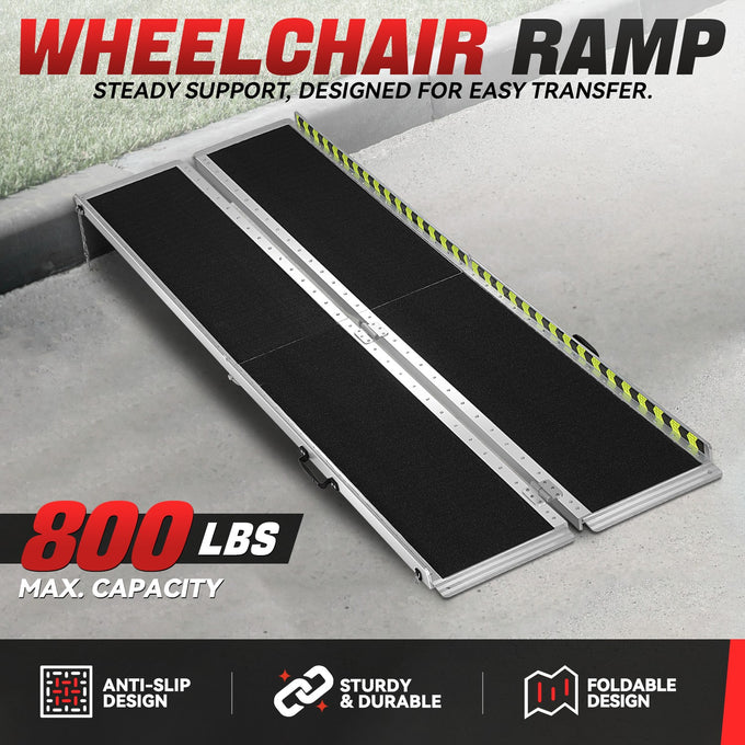 Portable Folding Aluminum Alloy Wheelchair Ramp <br> Dimension: 29 in W X 7 ft L X 2 in H Extended