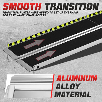 Portable Folding Aluminum Alloy Wheelchair Ramp <br> Dimension: 29 in W X 7 ft L X 2 in H Extended