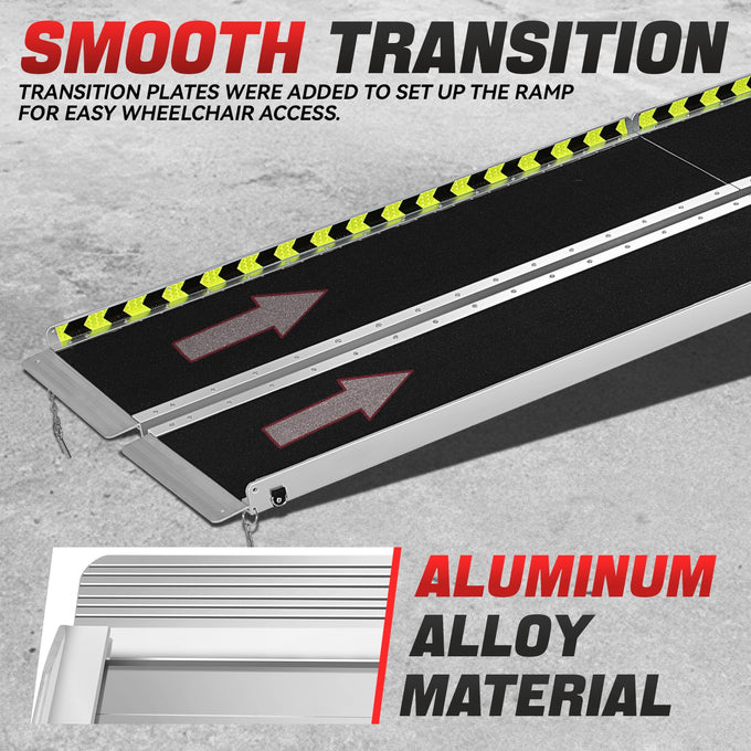 Portable Folding Aluminum Alloy Wheelchair Ramp <br> Dimension: 29 in W X 7 ft L X 2 in H Extended