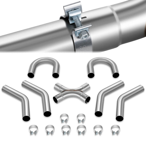 7Pcs 2.5 in. OD Mandrel Bend Exhaust Pipe Kit<br>18-Gauge Wall Thickness