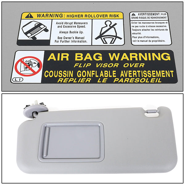 Grey Driver Side Sun Visor<br>06-12 Toyota Rav4