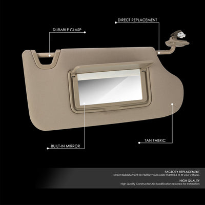 Replacement Sun Visor (Passenger Side) <br> 13-18 Nissan Altima