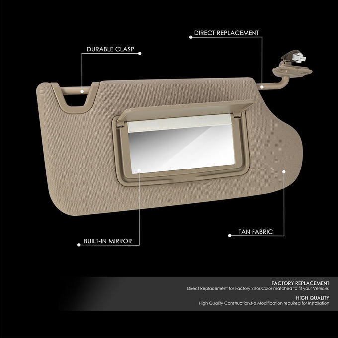 Replacement Sun Visor (Passenger Side) <br> 13-18 Nissan Altima
