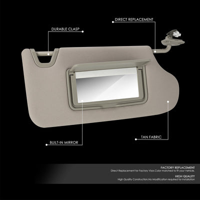 Replacement Sun Visor (Passenger Side) <br> 13-18 Nissan Altima
