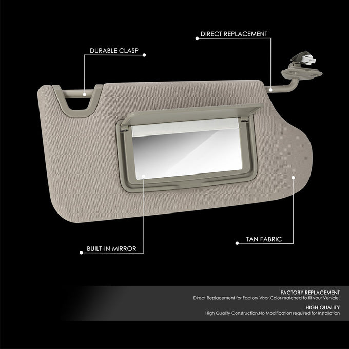 Replacement Sun Visor (Passenger Side) <br> 13-18 Nissan Altima