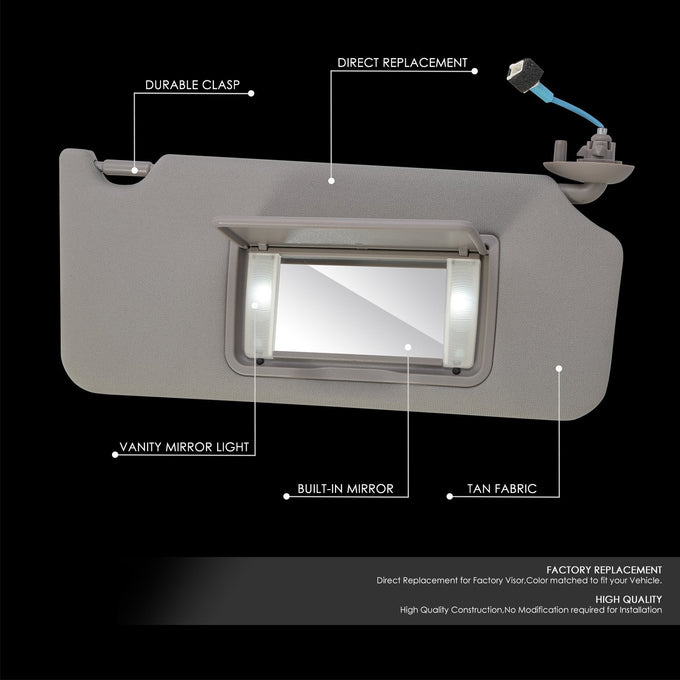 Replacement Sun Visor (Passenger Side) <br> 08-12 Honda Accord