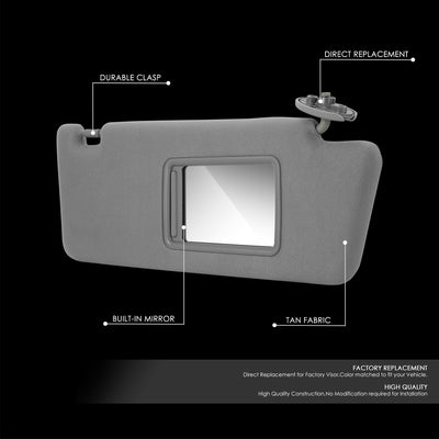 Replacement Sun Visor (Passenger Side) <br> 05-15 Toyota Tacoma