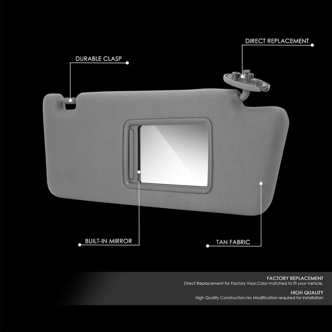 Replacement Sun Visor (Passenger Side) <br> 05-15 Toyota Tacoma