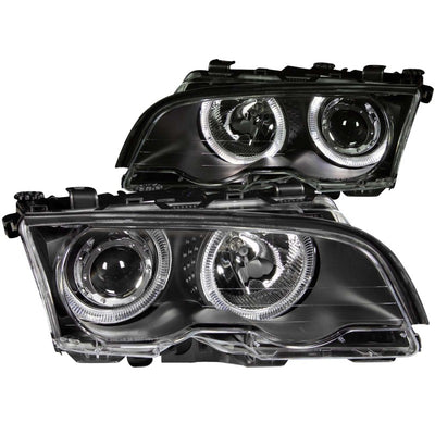 Black LED Halo Projector Headlights <br> 99-01 BMW 3 Series E46