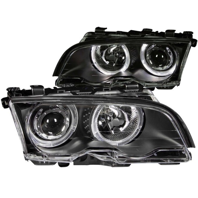 Black LED Halo Projector Headlights <br> 99-01 BMW 3 Series E46
