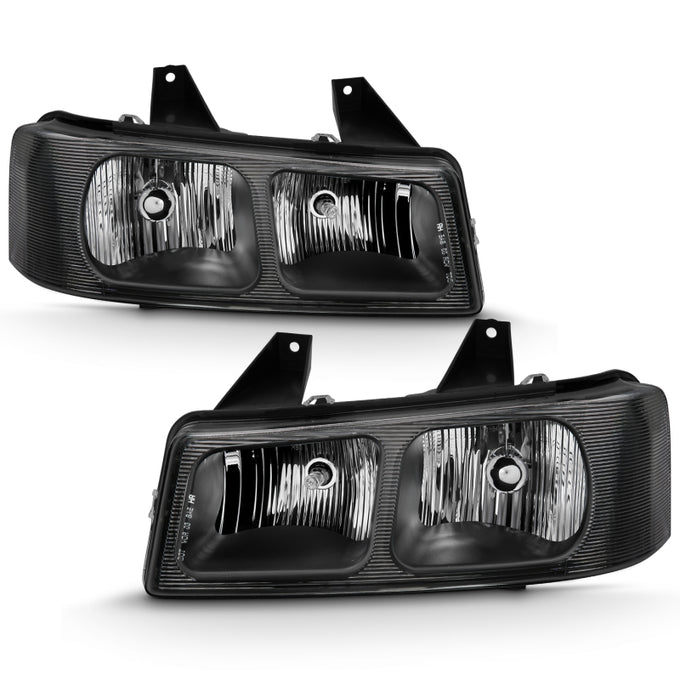 Crystal Headlights Black<br> 03-17 Chevy Express