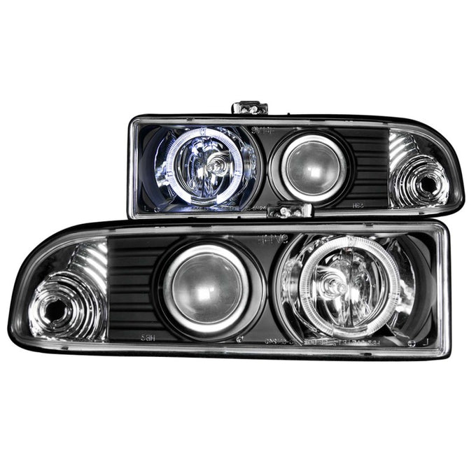Black LED Halo Projector Headlights <br> 97-03 Ford F-150, 97-02 Expedition