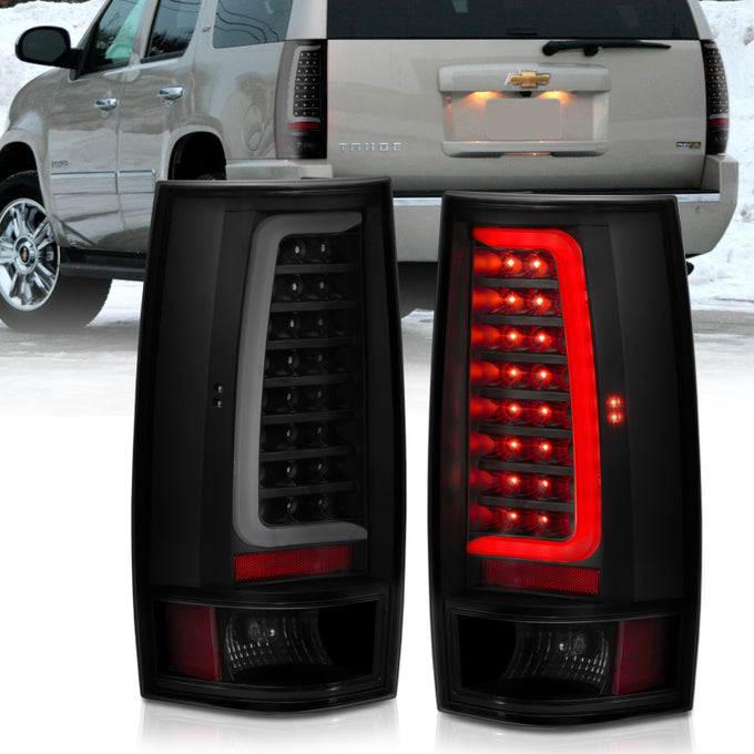 Black Housing Smoke Lens Plank Style LED Taillights <br> 07-14 Chevy Tahoe, Suburban 1500, GMC Yukon