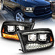 Black Amber LED Projector Plank Style Headlights <br> 09-18 Dodge Ram 1500 2500 3500