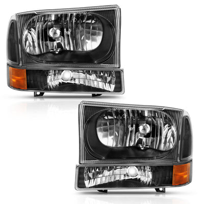Black Amber Crystal Headlights w/Corner Light<br>00-04 Ford Excursion