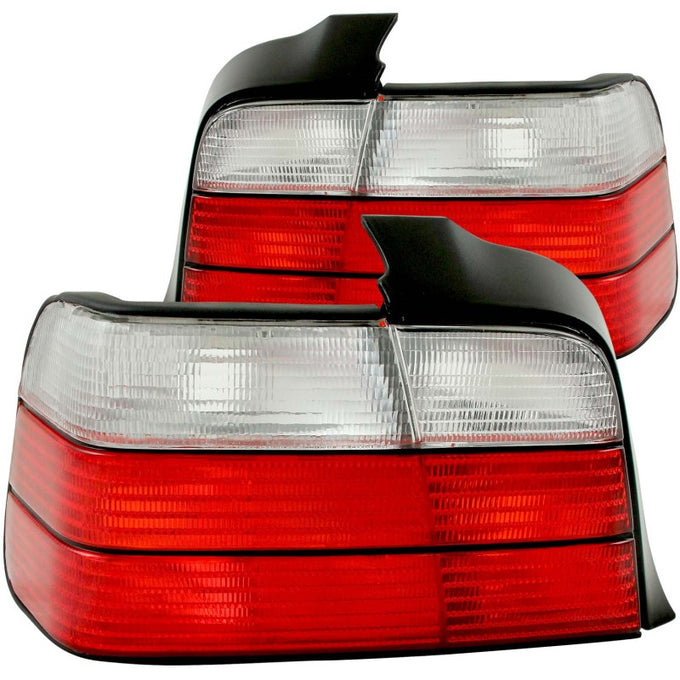 Red/Clear Taillights <br> 92-98 BMW 3 Series E36 Sedan