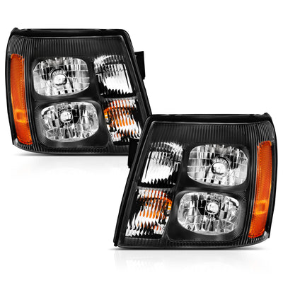 Black Amber Crystal Headlights <br> 03-06 Cadillac Escalade