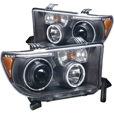 Black LED Halo Projector Headlights<br>07-13 Toyota Tundra