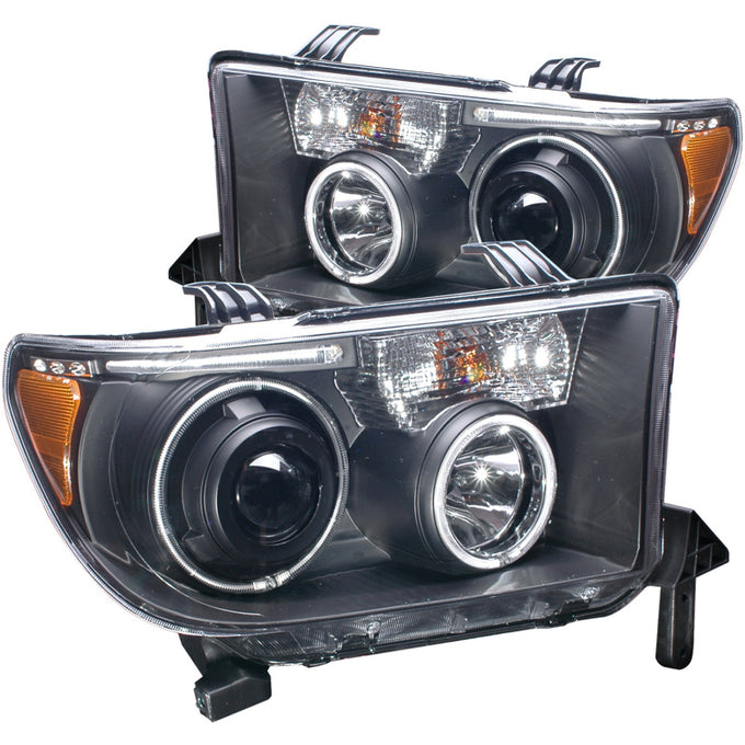 Black LED Halo Projector Headlights<br>07-13 Toyota Tundra