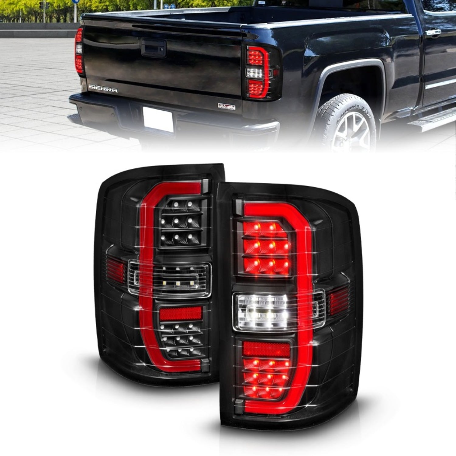Black Housing Full LED Taillights <br> 14-18 GMC Sierra 1500 2500 3500