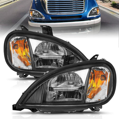 Black Housing LED Crystal Headlights <br> 96-13 Freightliner Columbia