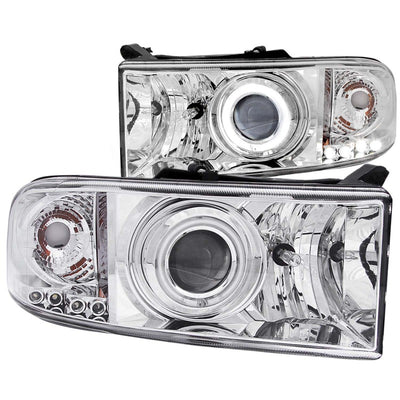 Black Projector Halo Headlights <br>94-01 Dodge Ram 1500 2500 3500