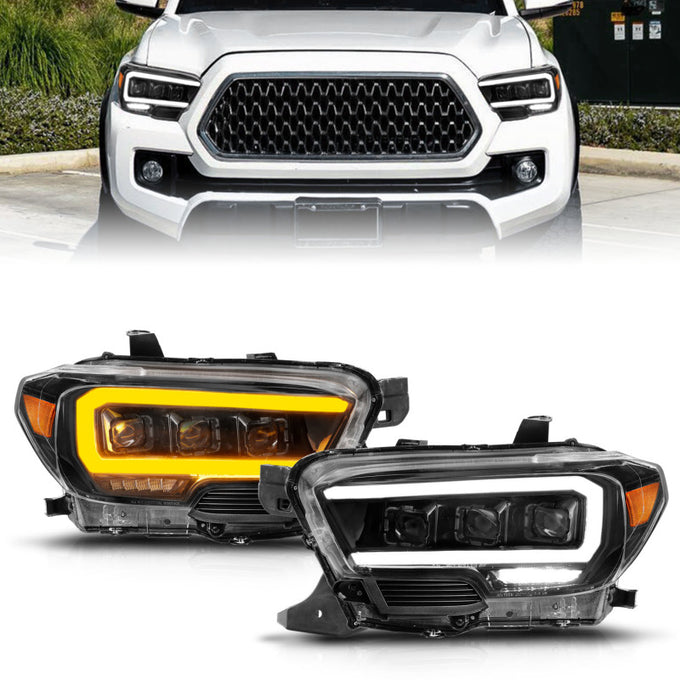 Black Housing LED Projector Headlights <br> 16-22 Toyota Tacoma