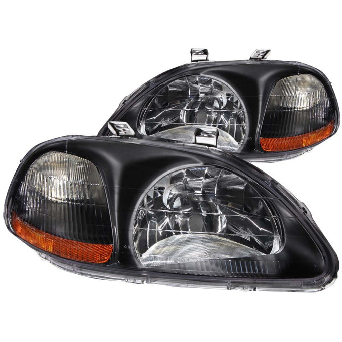 Black Crystal Headlights <br> 96-98 Honda Civic