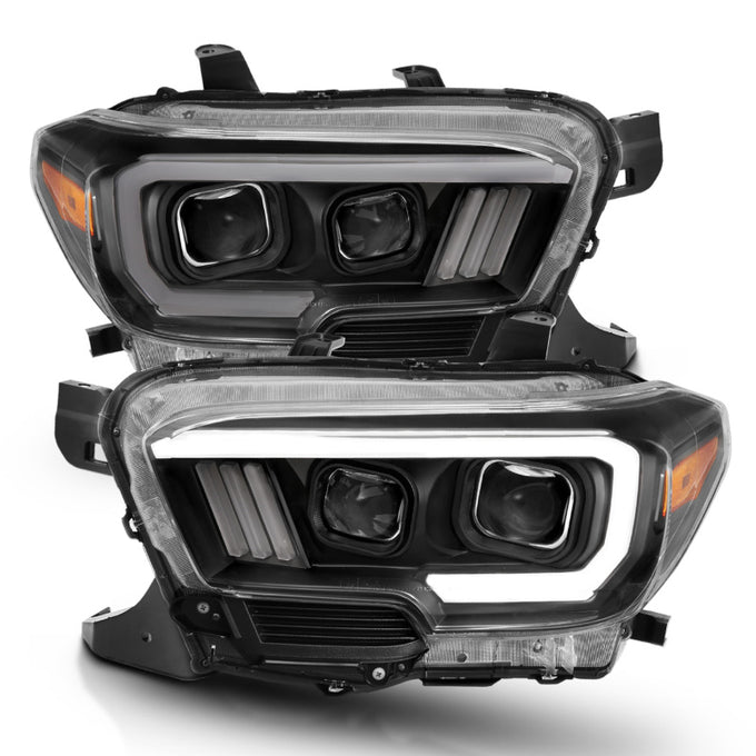 Black Switchback Projector Headlights w/Amber Corner<br> 16-17 Toyota Tacoma