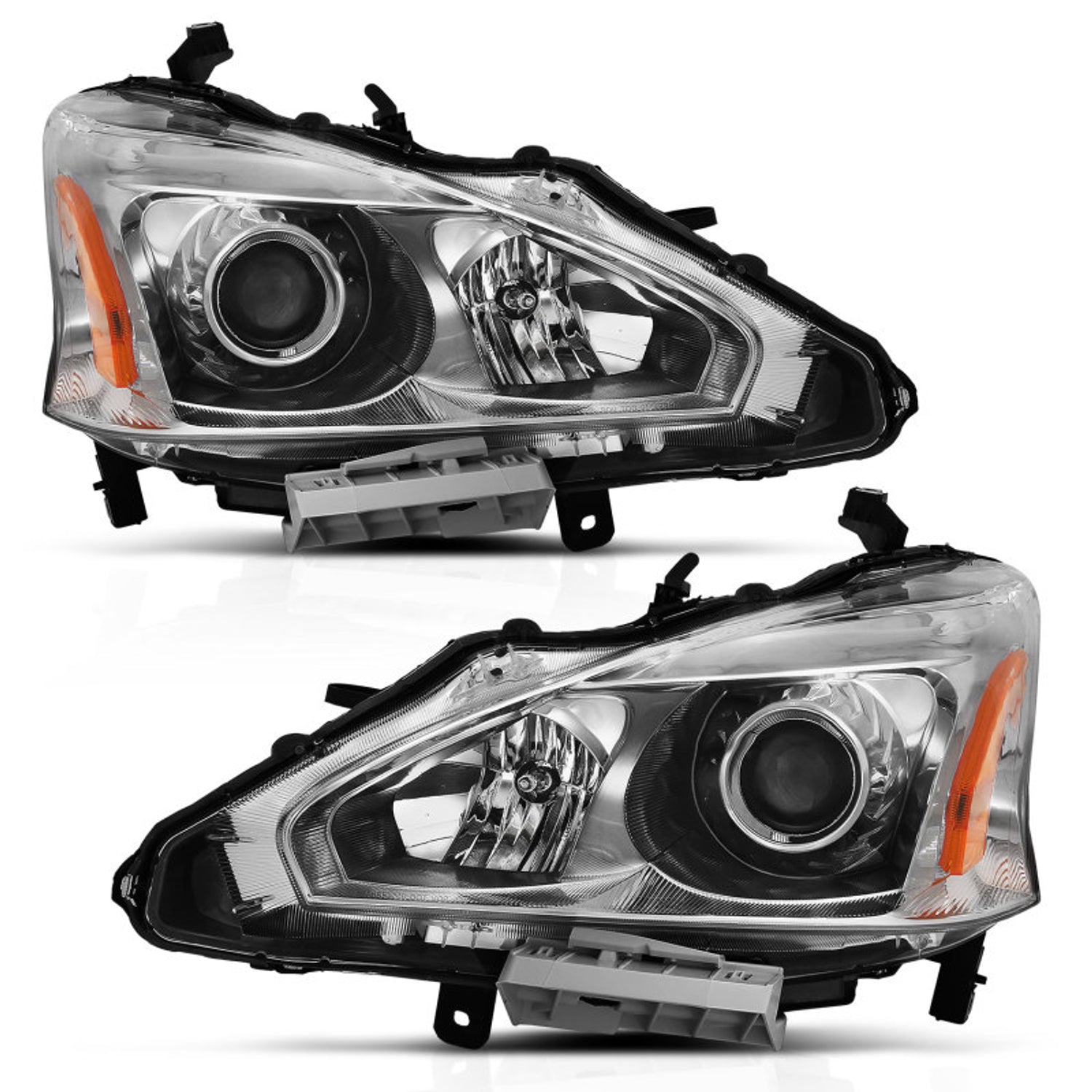 Chrome Amber Projector Headlights <br> 13-15 Nissan Altima