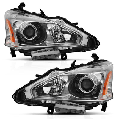 Chrome Amber Projector Headlights <br> 13-15 Nissan Altima