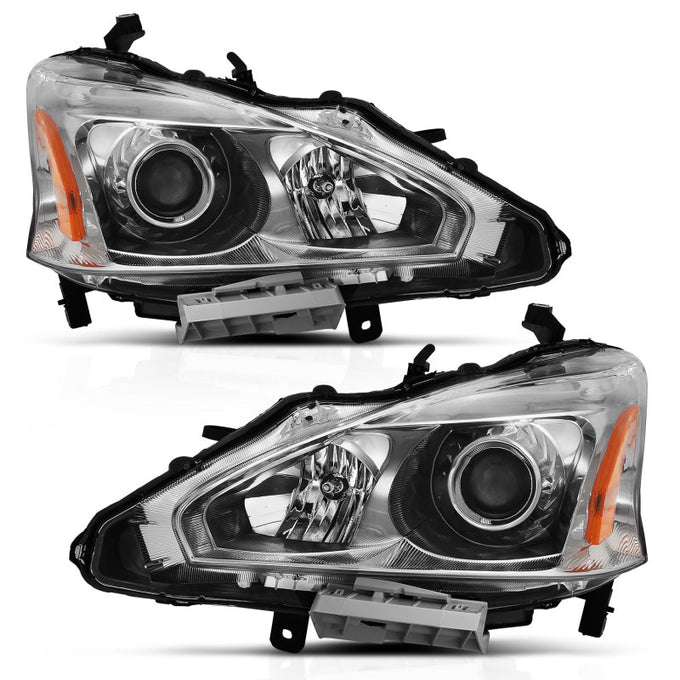 Chrome Amber Projector Headlights <br> 13-15 Nissan Altima