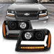 Black Projector Headlights w/Amber Corner<br> 06-09 Chevy Trailblazer