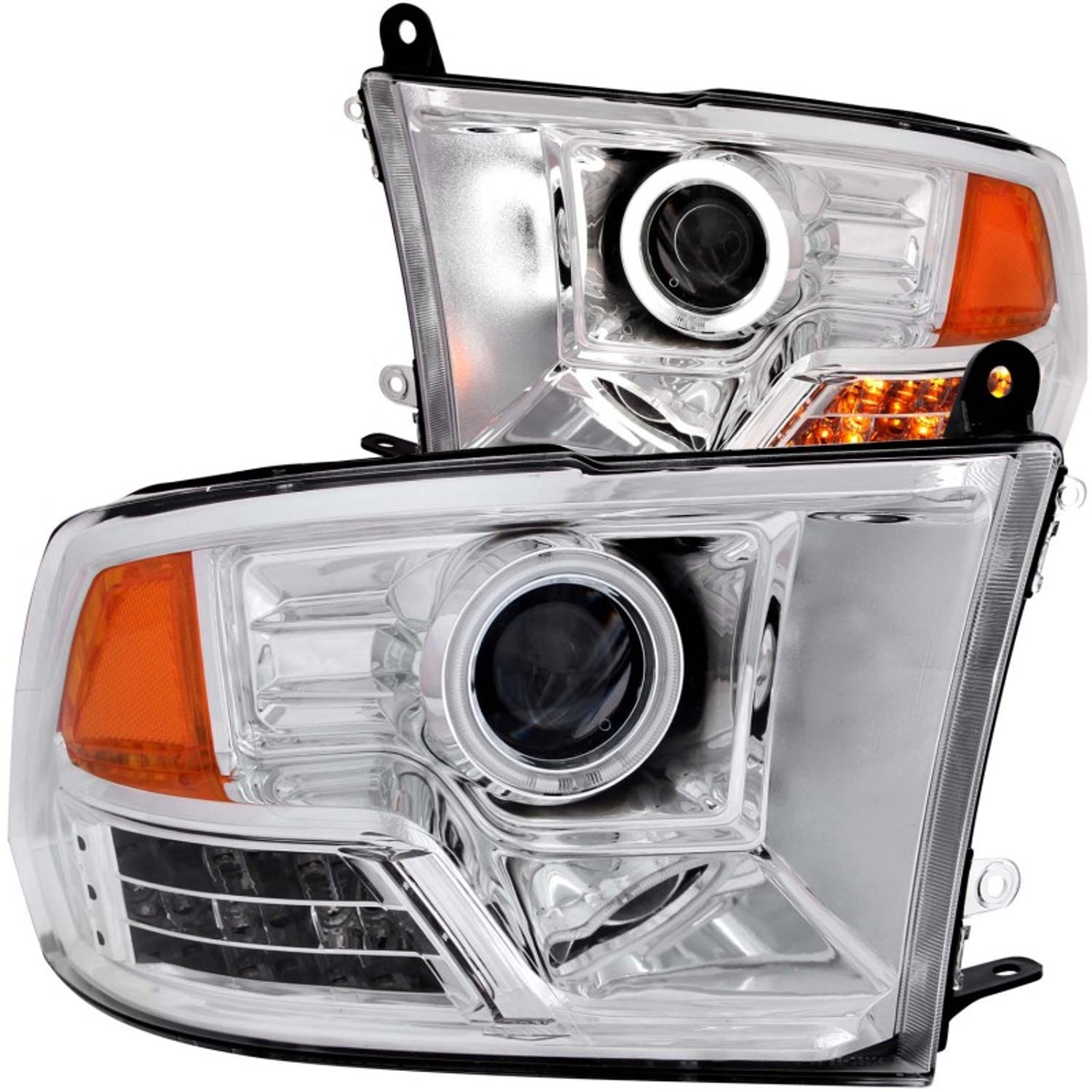 Chrome LED Halo Projector Headlights <br> 09-16 Dodge Ram 1500