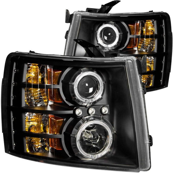 Black Projector Halo Headlights <br>07-13 Chevy Silverado 1500 2500 3500 HD