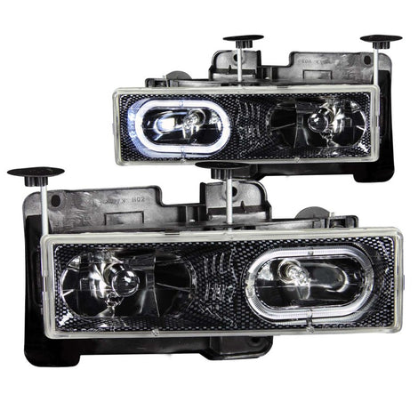 Crystal Halo Headlights Carbon <br>88-98 Chevy C/K/R/V 1500 2500 3500