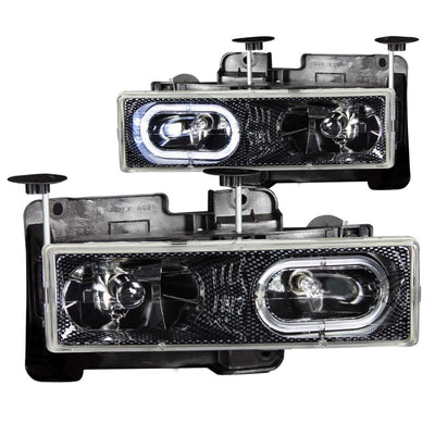 Crystal Halo Headlights Carbon <br>88-98 Chevy C/K/R/V 1500 2500 3500