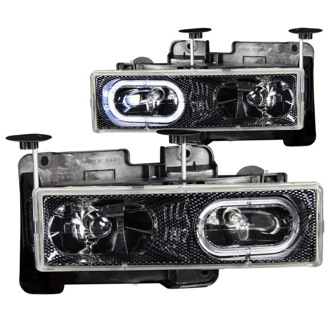 Crystal Halo Headlights Carbon <br>88-98 Chevy C/K/R/V 1500 2500 3500