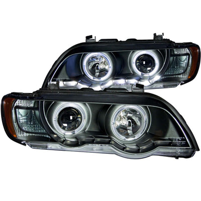 Black LED Halo Projector Headlights <br> 00-03 BMW X5