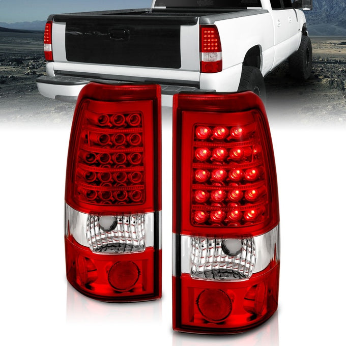 Red/Clear LED Taillights <br> 99-07 Chevy Silverado, GMC Sierra 1500 2500 3500