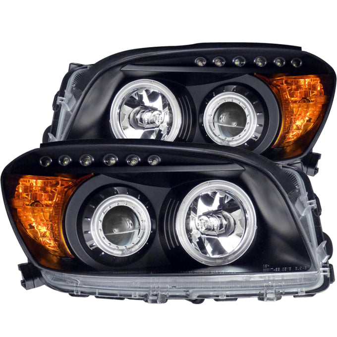 Black LED Halo Projector Headlights <br> 06-08 Toyota Rav4